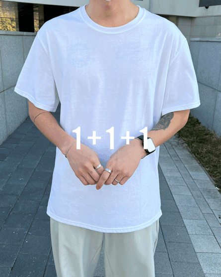 [1+1+1]오버 레이어드 반팔 티셔츠